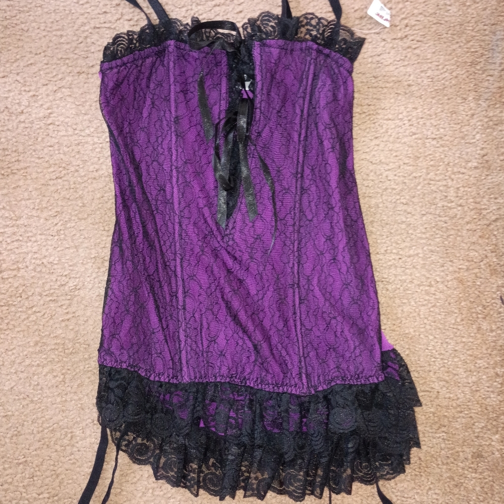Vintage Y2K Gothic goth Punk mall lingerie sheer lace butt ruffles 36C Hot Topic